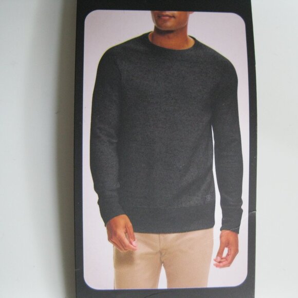 NWT* Banana Republic Men’s Waffle Crew pullover Sweatshirt L Charcoal (0607) - Picture 1 of 15